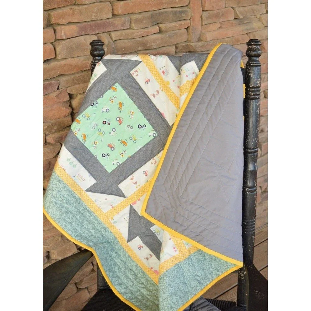 Farm Life Baby Quilt, Boy Patchwork Quilt